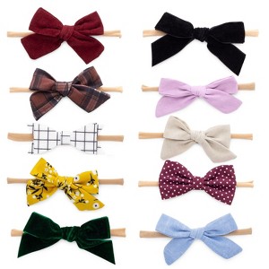 Parker Baby Girl Headbands and Bows, Assorted 10 Pack of Hair Accessories for Girls - 1 of 4