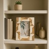 Geometric Picture Frame with Wood Border Accent - Modern Resin Tabletop Picture Frame for Console, Mantel, or Living Room Decor - 9", White & Brown - 2 of 4