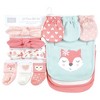 Hudson Baby Infant Girl Caps or Headbands, Bibs, Mittens and Socks 12pc Set, Woodland, 0-6 Months - 2 of 4