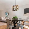 LNC Laius 4-Lights 18" Modern Farmhouse Geometric Wood Kitchen Island Pendant  Lights, Matte Black and Distressed Brown Wood - 4 of 4