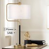 Possini Euro Design Carlyle Modern Mid Century Desk Lamp 30 1/2" Tall Gold with USB and AC Power Outlet in Base Double Drum Shades for Living Room - 2 of 4
