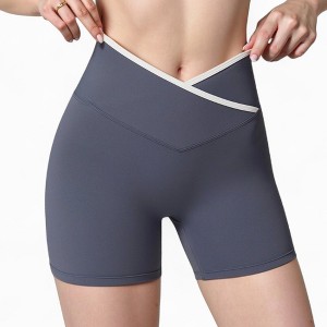 Anna-Kaci Active Women's High Waist Crossover Athletic Shorts with Stretch Fabric and Flattering V Front Waistband - 1 of 4