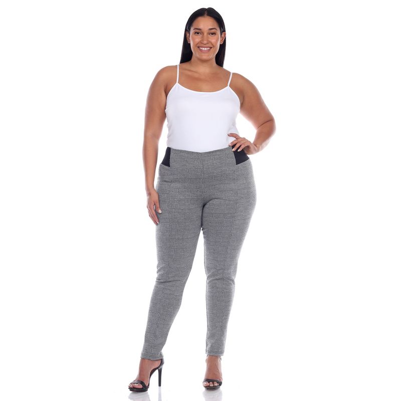 Women's Plus Size Jacquard Slim Pants - White Mark, 4 of 6