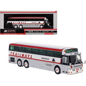 1969 Eagle Model 05 Coach Bus "Adirondack Trailways" White and Red Limited Edition 1/87 (HO) Diecast Model by Iconic Replicas - 1 of 4