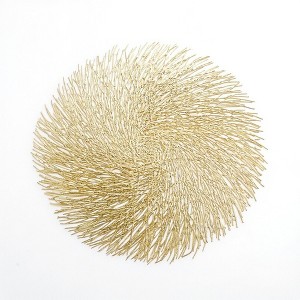 Anna-Kaci 4-Piece Round Spiral Woven Placemat with Textured Swirl Design - 1 of 4