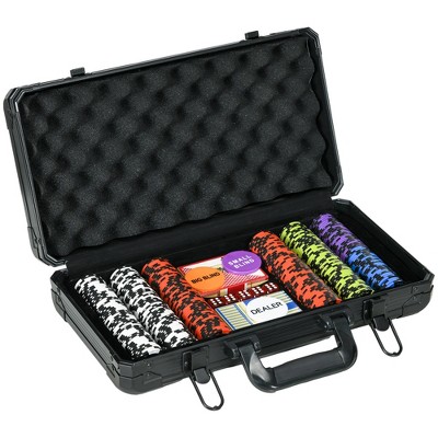 Soozier 300/500 Chip, 14 Gram Clay Poker Chips Set with Aluminum Case, Casino Poker Chips with 2 Decks of Playing Cards, Dealer Button & 5 Dice
