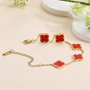 18K Gold Plated Clover Lucky Bracelet for Women White/Black/Red/Green Flower Four Leaf Link Bracelets - 3 of 4
