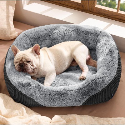 Washable Dog Bed Small Medium Size Dog - Rectangle Fluffy Plush Pet Bed Puppy Bed, Comfy Corduroy Fleece and Nonskid Bottom