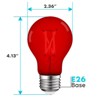 Luxrite A19 LED Red Light Bulb, 4.5W=60W Equivalent, Clear Glass Filament, UL Listed, Indoor Outdoor, Porch, Decoration, E26 Standard Base 6 Pack - 3 of 4