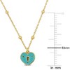 EVERLY JEWELRY | Yellow Plated Sterling Silver Turquoise Enamel Heart Necklace on Diamond Cut Cable Chain - 17.5 in - 4 of 4