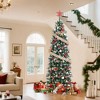 Pencil Christmas Tree, Artificial Pre-Lit Christmas Tree, Xmas Tree with Metal Stand, Artificial Tree for Home Party Office Holiday Decoration - 4 of 4