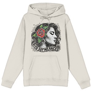 Hispanic Heritage Month “Yo Soy Mis Raices” Unisex Adult Natural Graphic Hoodie - 1 of 2