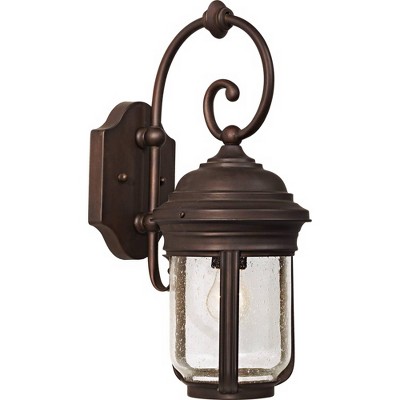 Minka Lavery Rustic Outdoor Wall Light Fixture Roman Bronze 16 3/4" Seedy Glass for Post Exterior Deck Porch Yard