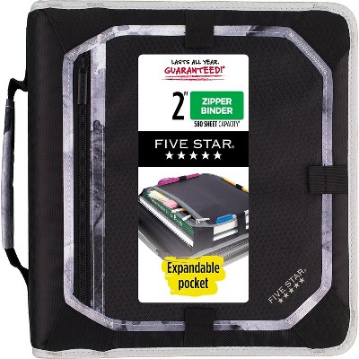 Five Star 2" 3-Ring Zipper Binders Black/Gray (29052IT8)