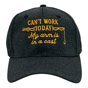 Can't Work Today My Arm Is In A Cast Hat Funny Fishing Rod Joke Cap - Crazy Dog - 1 of 4