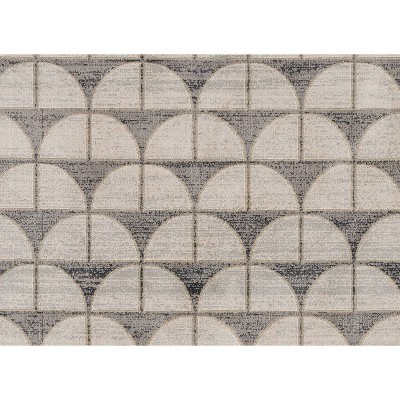 Geometric Charcoal and Cream Polyester Rectangular Area Rug