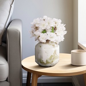 Modern Glass Vase with Swirl Pattern -Textured Finish - -Contemporary Vase for Bedroom, Office, and Home Decor - Copper - 1 of 4