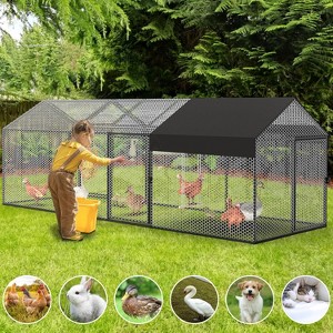 Large Walk-in Metal Chicken Coop, Waterproof & Anti-Uv Cover, Heavy Duty Wire Mesh Run, Outdoor Poultry Pen for Chickens, Ducks, 120 x 40 x 40In - 1 of 4