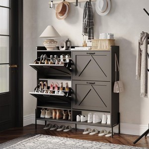 Large Shoe Cabinet with 4 Flip Drawers, Freestanding Hidden Shoe Organizer for Hallway, Bedroom, Apartment - 1 of 4