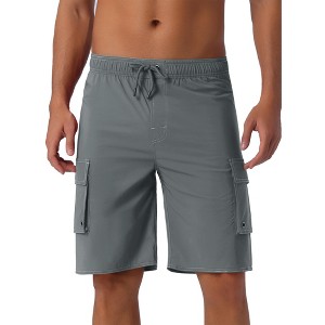INSPIRE CHIC Men's Drawstring Waist Solid Color Side Pockets Lining Summer Board Shorts - 1 of 4