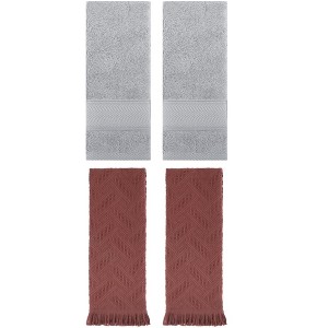 REGALWOVEN 4 Pcs Bathroom Decorative Cotton Soft Absorbent Sold Striped Hand Towel - 1 of 4