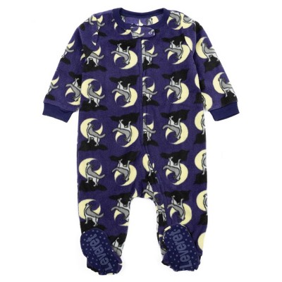Image of Leveret Footed Fleece Pajamas Wolf 6-12 Month