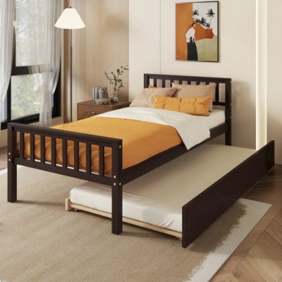 Sturdy Twin Bed with Roll-Out Trundle Designed for Longevity