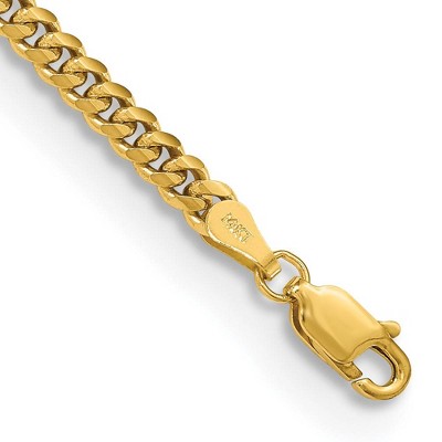 Black Bow Jewelry 3.5mm 14k Yellow Gold Solid Miami Cuban (Curb) Chain Bracelet
