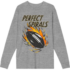 "Perfect Spirals" Flaming Football Adult Long Sleeve Tee - 1 of 2