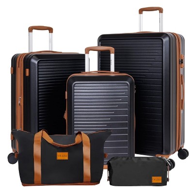 ZACHVO 5-Piece Luggage Set, 20/24/28-In Suitcases with TSA Lock, 360° Spinner Wheels, Duffel and Toiletry Bag, 100% PC Hardshell