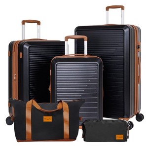 ZACHVO 5-Piece Luggage Set, 20/24/28-In Suitcases with TSA Lock, 360° Spinner Wheels, Duffel and Toiletry Bag, 100% PC Hardshell - 1 of 4