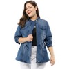 Agnes Orinda Women's Plus Size Outerwear Zip Closure Drawstring Denim Jacket - 3 of 4