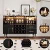 Jojoka 47 Inch Wine Bar Cabinet with Storage, Led Lights & Charging Station, Wood Coffee Bar Station - 4 of 4