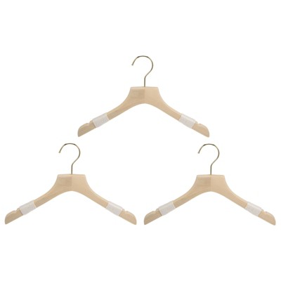 Unique Bargains Wooden Suit Hangers Flat Head Rope Hangers with Swivel Hook 3 Pcs