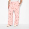 Women's Hello Kitty Wide Leg Fleece Graphic Pants - Pink - 2 of 3