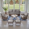 POCASSY 6 Piece All Weather Wicker Patio Furniture Set, Outdoor Conversation Set with Patio Sofa Couch Swivel Patio Chairs Coffee Table and Ottomans - 2 of 4