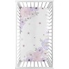 Sweet Jojo Designs Girl Photo Op Fitted Crib Sheet Watercolor Floral Lavender Purple Grey and White - image 2 of 4