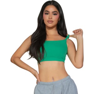 Slickblue Women's Ribbed Knit Cami Crop Top, Stretch Textured Fabric, Fitted Style, Multiple Colors Options, Size S-L - 1 of 4