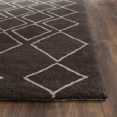 Ivory and Dark Grey Hand Tufted Wool Area Rug