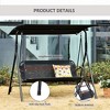 CAVINAS 2-Seat Patio Porch Swing,Hammock Swing Bench with Adjustable Canopy&Pivot Storage Table,Garden&Backyard,440LBS Capacity,Black - 4 of 4