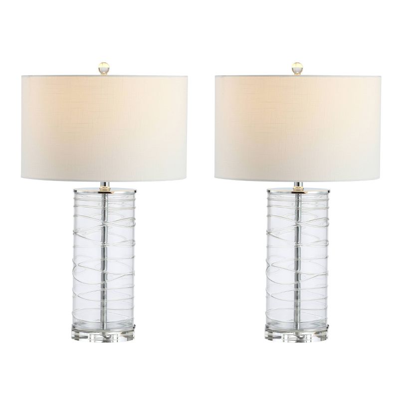 (Set of 2) 27.5" LED Glass Fused Cylinder Table Lamps - JONATHAN Y, 1 of 8
