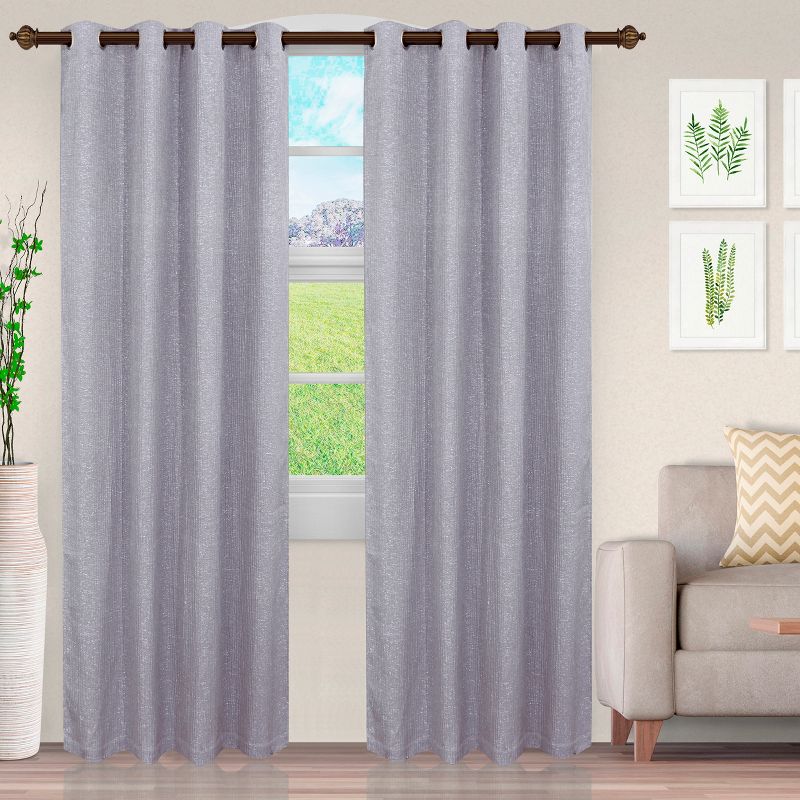 Solid Textured Cascade Room Darkening Jacquard Grommet Curtain Panel Set by Blue Nile Mills, 1 of 5