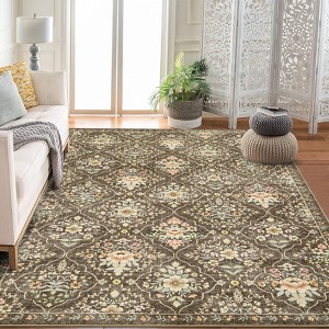 Modern Area Rug Elegant Floral Durable Stain-Resistant Fabric Washable Waterproof Perfect Rug for Living Room Bedroom - 1 of 4