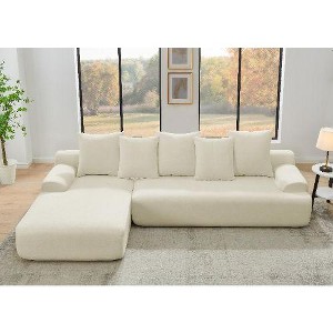 Kumasinova Modern Upholstered L-Shaped Sectional Sofa Set, Melange Velvet Modular Sofa, Easy Assembly, Compressed Couch with Free Combination - 1 of 4