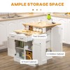 Aghana Digitals White Kitchen Island with Rubber Wood 2-Level Top, Adjustable Shelves, 2 Drawers & - 4 of 4