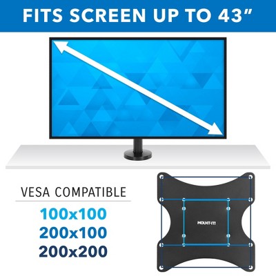 Heavy Duty Black Steel Desk-Mount TV Stand for 23"-43" Screens