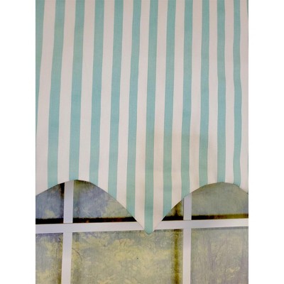 Spa Blue and White Cotton Rod Pocket Valance 50" x 17"