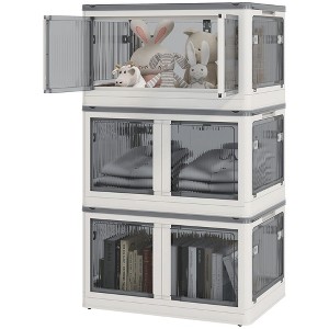 Munora 3-Pack Collapsible XL Storage Bins - 28.75"W x 19"D x 15.75"H with Wheels & Lids, 32 Gallon Capacity, White - 1 of 4
