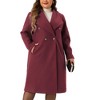 Agnes Orinda Women's Plus Size Notch Big Lapel Double Breasted Mid-Long Trench Pea Coats - 2 of 4