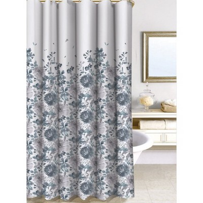 The Lakeside Collection Watercolor Floral 100% Cotton Duck Shower Curtain